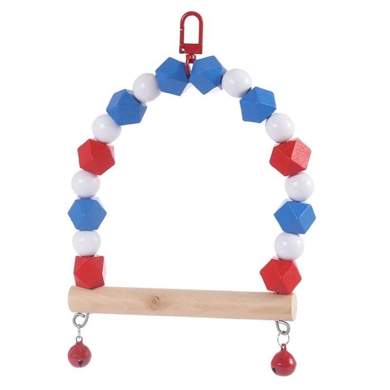 Paukščių sūpynės papūga kramtoma stovinčio kabančio ešerio žaislas paukščio narve su spalvotais karoliukų varpeliais mažam papūgui