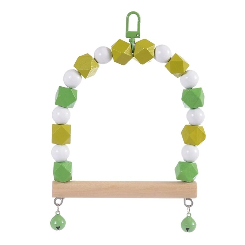 Paukščių sūpynės papūga kramtoma stovinčio kabančio ešerio žaislas paukščio narve su spalvotais karoliukų varpeliais mažam papūgui