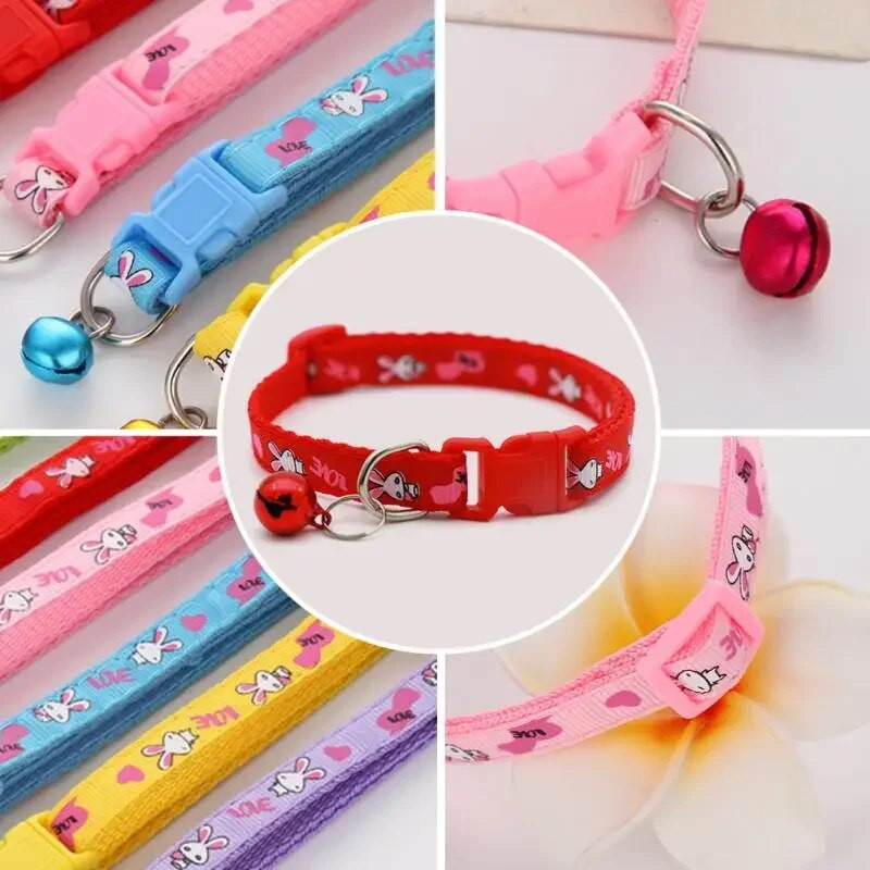 Kačių šunų antkaklis Velykų zuikis Triušio katės antkaklio sagtis karoliai su varpelio apykakle, skirta kačių šunų reikmenims