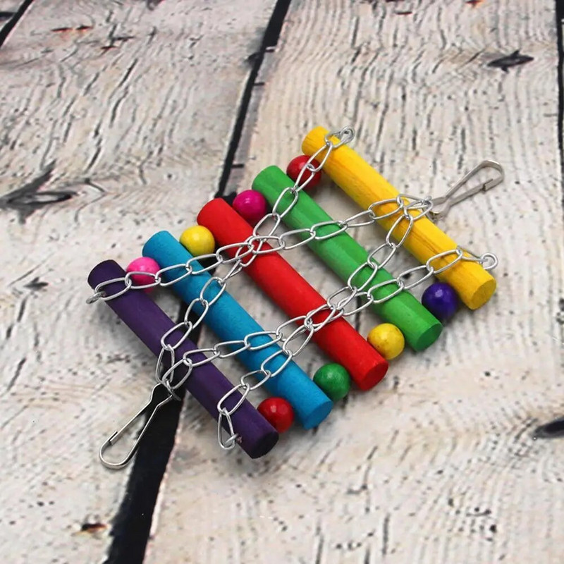 Papūgos medinis pakabinamas tiltas hamakas sūpynių stovas, kramtomieji žaislai paukščių narvelių priedai paukščių reikmenys