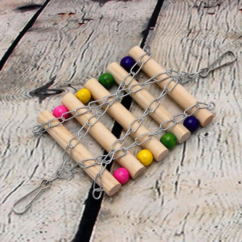 Papūgos medinis pakabinamas tiltas hamakas sūpynių stovas, kramtomieji žaislai paukščių narvelių priedai paukščių reikmenys