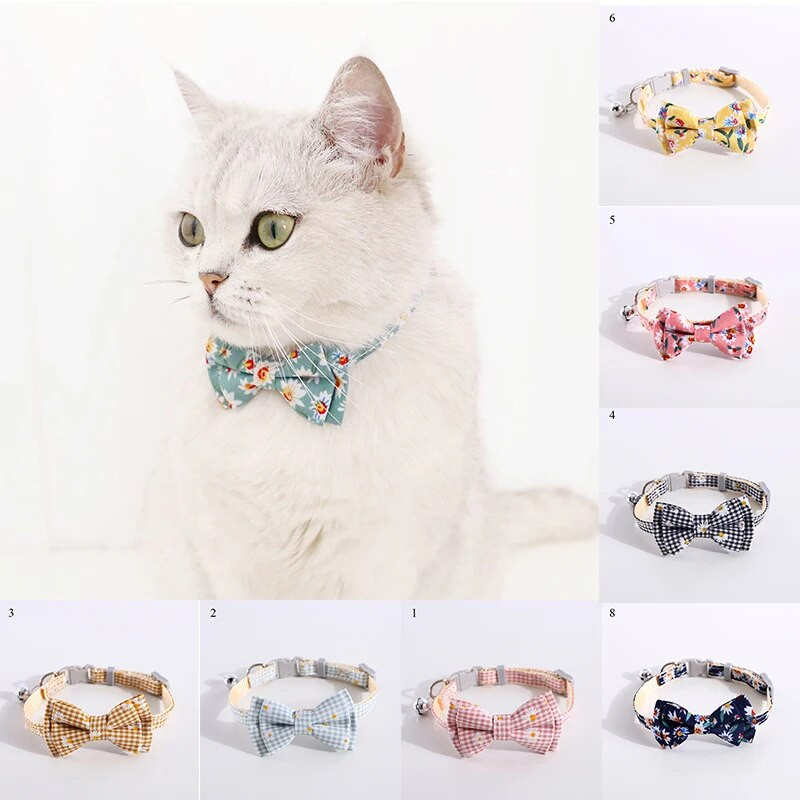 Animal de companie Pisică Guler pentru câine Accesorii pentru animale de companie Colier cu clopoței Cățeluș Guler papion Ajustabil Flori minunate de margarete Accesorii pentru câini de pisică gatos