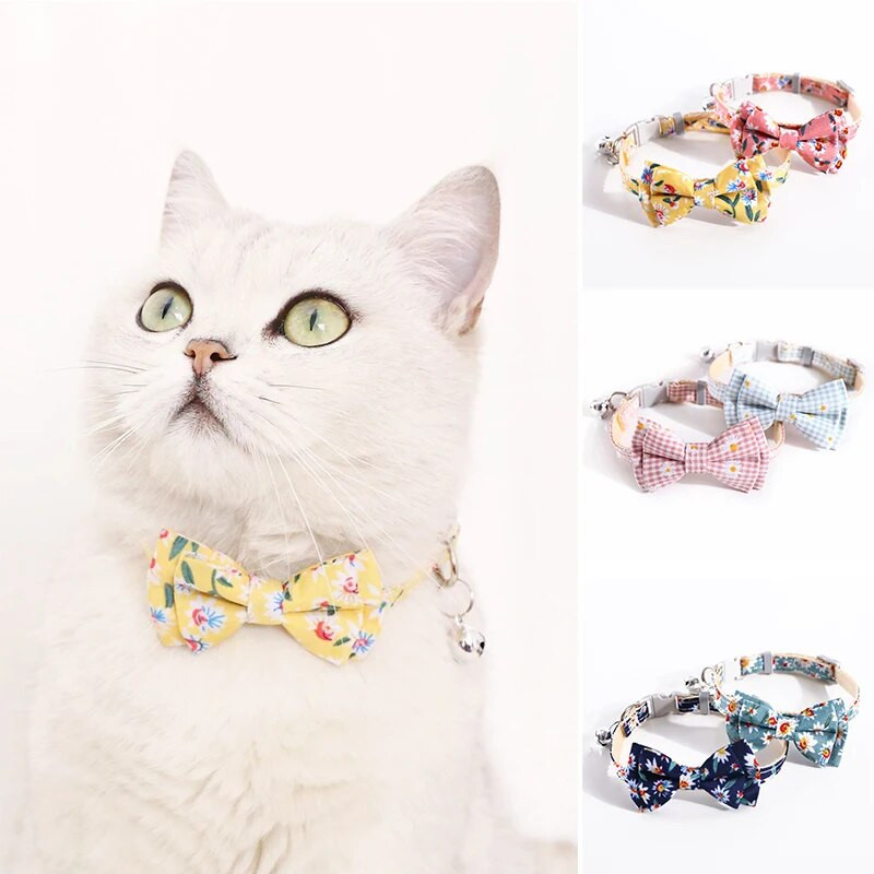 Animal de companie Pisică Guler pentru câine Accesorii pentru animale de companie Colier cu clopoței Cățeluș Guler papion Ajustabil Flori minunate de margarete Accesorii pentru câini de pisică gatos