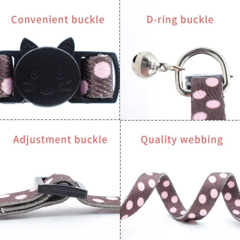 Poliesteriu margintas mielas katės apykaklės papuošimas su varpeliais