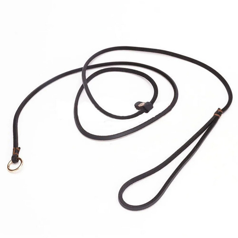 Natūralios odos slydimo pavadėlis mažiems ir vidutiniams šunims šuniukams Lengvas plonas, bet tvirtas reguliuojamas slydimo pavadėlis šunims, 0,6 cm pločio