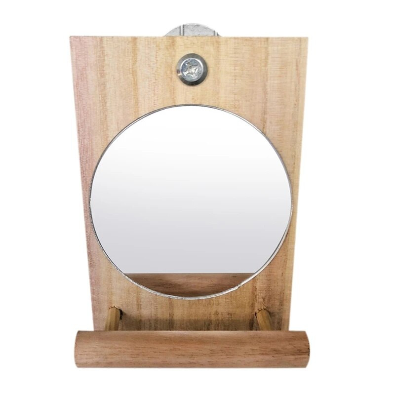 Papagájképző tükrök ülőrudakkal állványos, fából készült kakas tükör ketrecjátékokhoz Papagáj pinty madarak kellékek ketrec kiegészítők