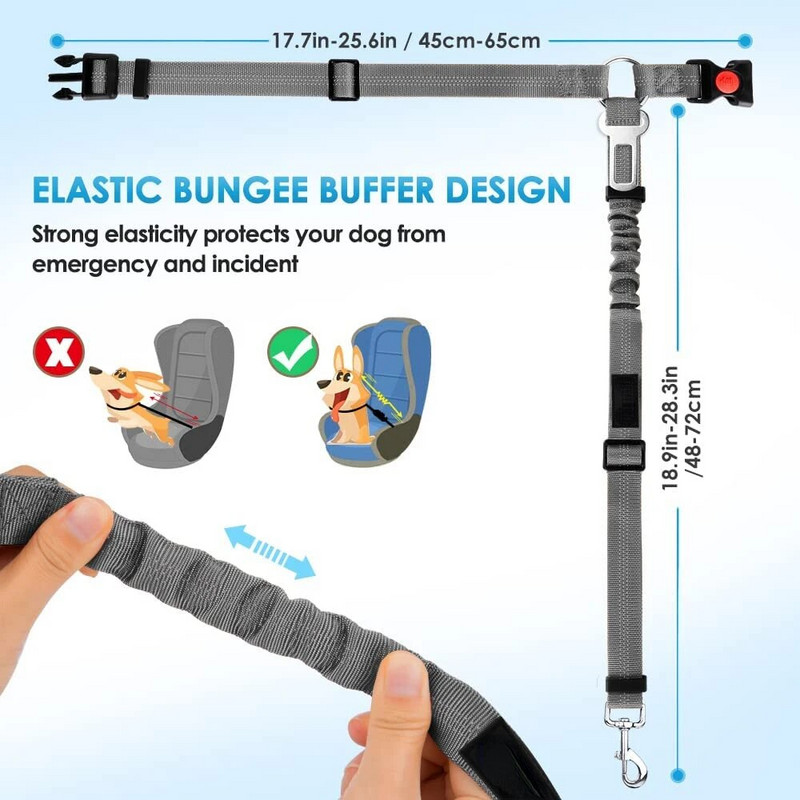 Šunų automobilio saugos diržo galvos atrama reguliuojama elastiniu guminiu buferiu Patvari galvos atrama naminių gyvūnėlių saugos diržai Šunų automobilio saugos diržai