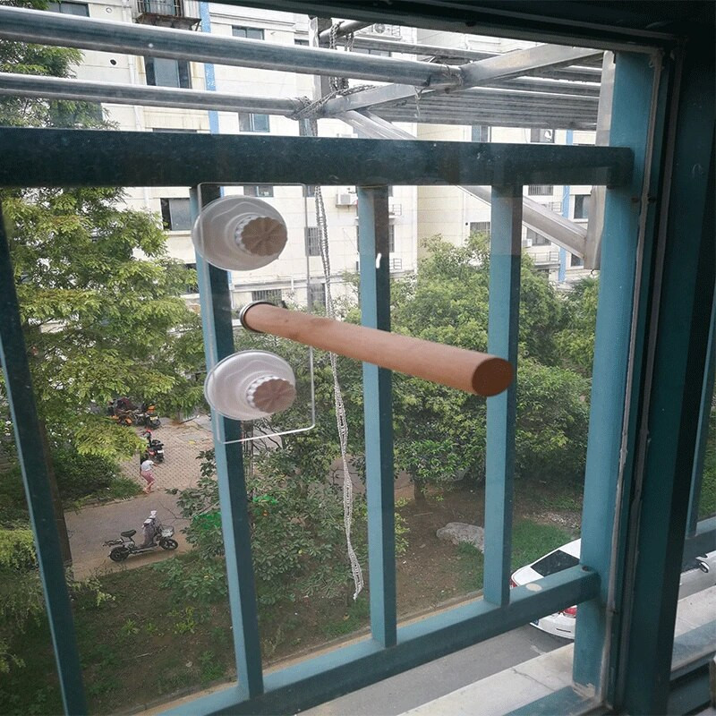 Papagoi lemmiklooma toores seisev pulk, puidust rippuv statiiv, mänguasjade pulk, papagoi oks, õrred linnupuuri baari lemmikloomatarbed