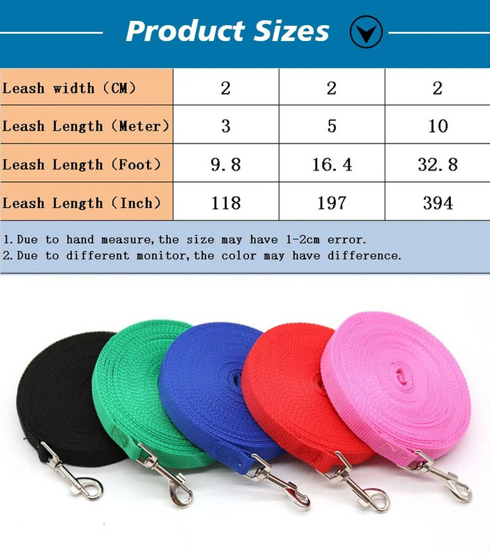 3M 5M Mic Mediu Mare Lesă Câine Animal de companie Pisică În aer liber Antrenament de mers Coarda lungă de plumb 3 5 metri Linii negre pentru cățeluși Materiale de tracțiune