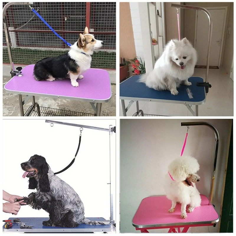 Kutya macska ápoló hurok asztali póráz Állítható kisállat ápoló póráz asztali hurok D-gyűrűk fürdőheveder vontató öv kutyanyakörv