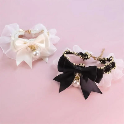 Guler de pisică, fundă drăguță din dantelă, guler de pisică pentru câine, colier reglabil pentru pisici, bijuterii, gât dulce, accesorii decorative pentru animale de companie, accesorii pentru animale de companie