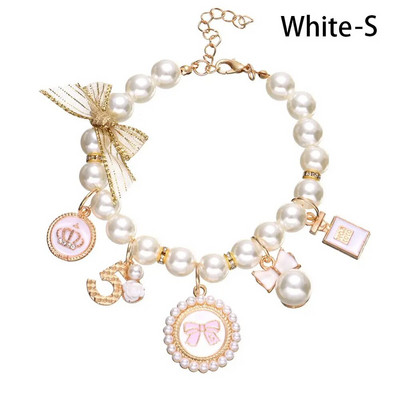 Divat kiskutya kiegészítők Aranyos nyakörv Állítható kutya macska hercegnő masni nyaklánc kisállat gyöngy nyakörv