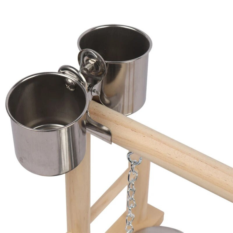 Μασίφ ξύλο Pet Parrot Playstand Parrots Bird Playground Bird Plays Stand Ξύλινη Πέρκα Σκάλα παιδικής χαράς με ατσάλινη πλάκα τροφοδοσίας
