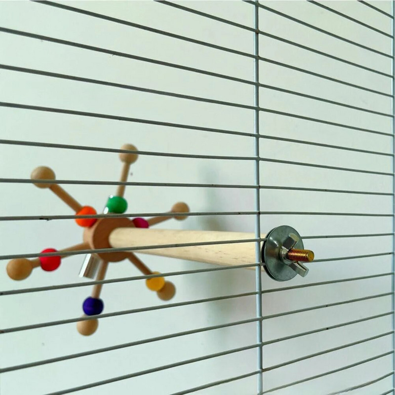 Sügér játék forgó labdákkal Fa interaktív madárállvány Színes papagáj takarmánykereső játék Forgó szélmalom játék szerelmesmadaraknak