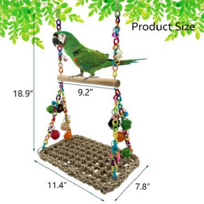 Papagáj játék madár játék Papagáj hinta tengeri fűszőnyeg Papagáj hinta játék fa süllővel papagájokhoz Budgie létra hinta kellékek