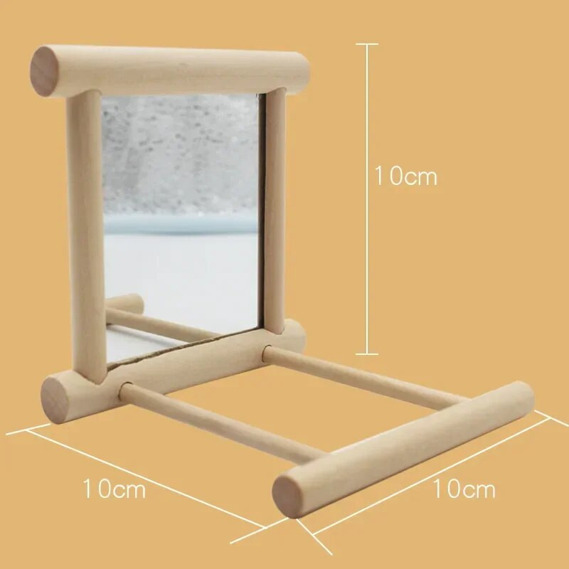 Medinis paukščių narvelio stovas su veidrodiniu žaislu, skirtas papūgai papūgai arai kikiliai Mažas stovas pagaliukai, stovintys gyvūnams reikmenys paukščių narveliui