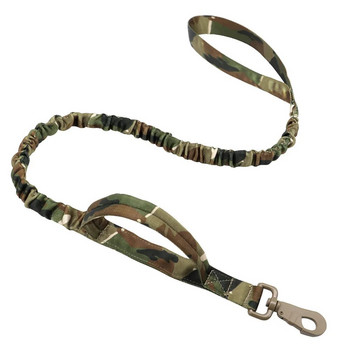 Военна тактическа каишка за кучета, регулируемо, бързо освобождаващо се еластично въже с 2 контролни дръжки за средни и малки кучета