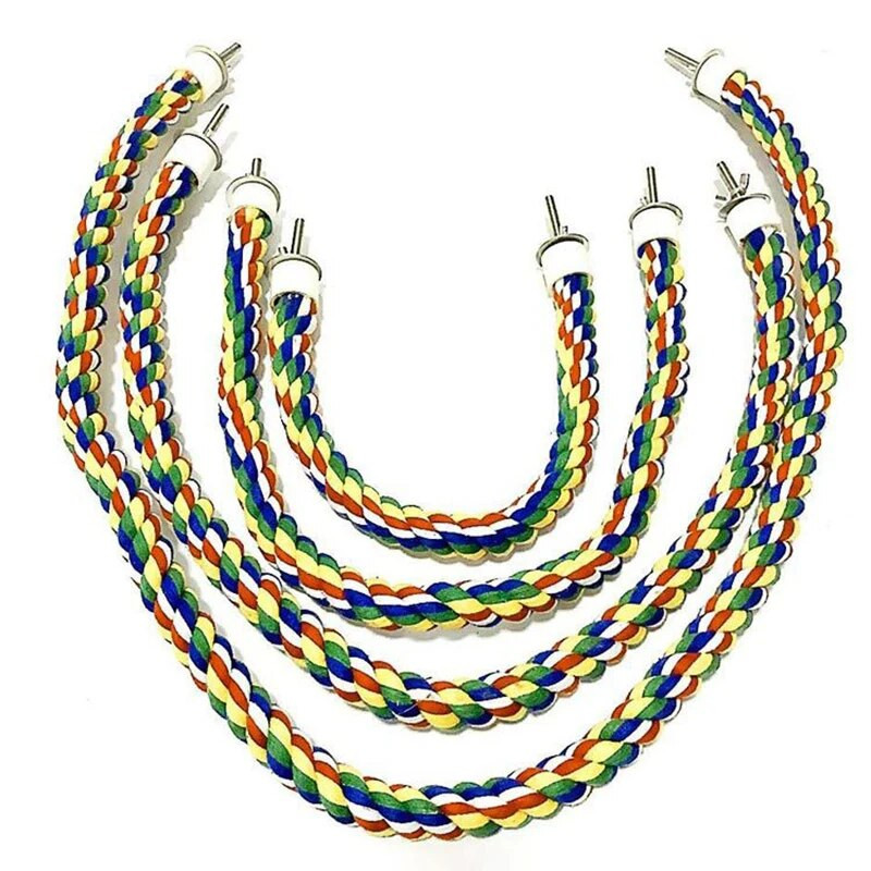 Papagáj madarak álló játékok Pamut kötél Színes játék rágó ülőrudak madárketrechez Pamut kötél Madártartozékok Papagáj játékok Madarak