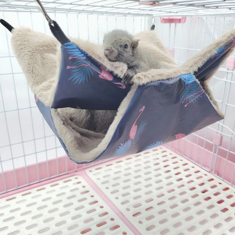 Meleg téli kisállat függőágy kétrétegű vastag plüss hörcsög függőágy csincsilla tengerimalac görény hálózsák hörcsög akasztó ketrec