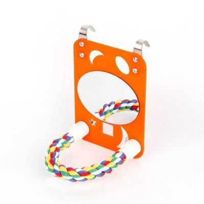 Juokingas paukščių veidrodėlis su ešerių narvelio sūpuoklės kramtomasis žaislas arai kikiliai Maži papūgai medvilniniai virvių stovas papūgos naminių gyvūnėlių reikmenims