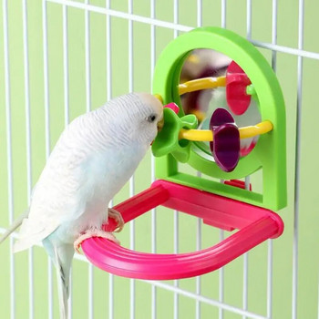 Bird Mirror Интерактивна играчка за игра For Small Parrot Budgies Parakeet Cockatiel Conure Lovebird Cage Аксесоари Зоотовары