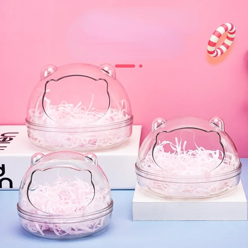 Meškos formos žiurkėnų vonios kambarys visiškai skaidrus stebėjimo vonios kambarys "Hamster Mouse" tualetas mažas augintinis narvelis dėžutės akrilo namas