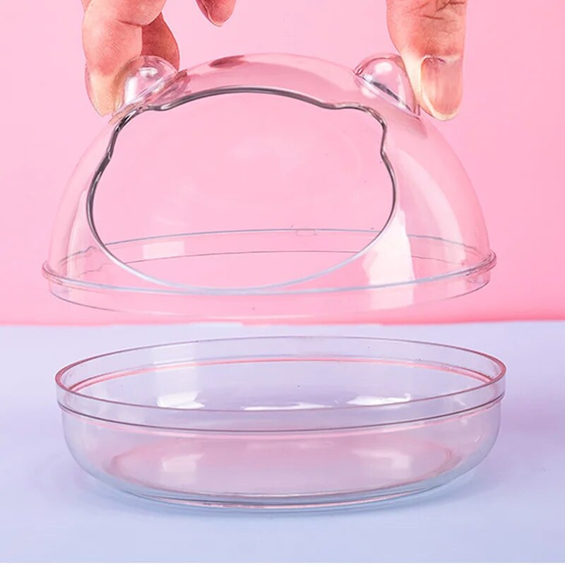 Meškos formos žiurkėnų vonios kambarys visiškai skaidrus stebėjimo vonios kambarys "Hamster Mouse" tualetas mažas augintinis narvelis dėžutės akrilo namas