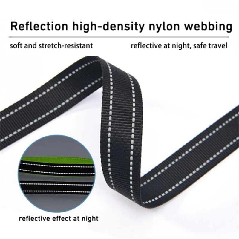 Dvigubos rankenos šunų pavadėlis, šviesą atspindintis paminkštintas šunų pavadėlis, labai patvarus švino lynas lauke Treniruojamas bėgimo pavadėlis mažiems dideliems šunims