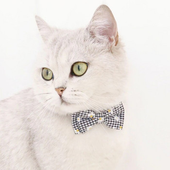 Daisy καρό μοτίβο γιακά γάτας Ρυθμιζόμενο παπιγιόν γατάκι παπιγιόν Lovey κολιέ για κουτάβι Διακόσμηση αξεσουάρ για κατοικίδια