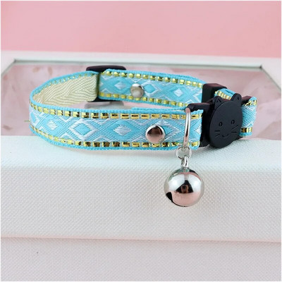 Katės antkaklis Auksinis šilko kraštas Etninio stiliaus naminių gyvūnėlių antkaklis nuo uždusimo, reguliuojamas mažas šunų kačių antkaklis, naminių gyvūnėlių reikmenys