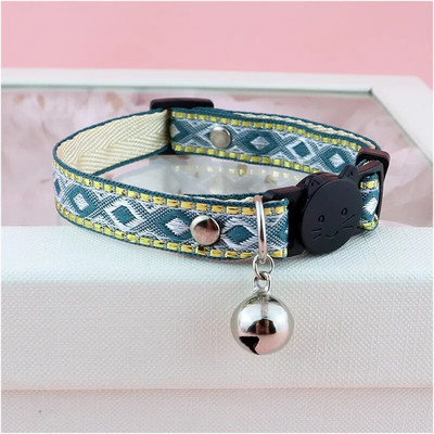 Katės antkaklis Auksinis šilko kraštas Etninio stiliaus naminių gyvūnėlių antkaklis nuo uždusimo, reguliuojamas mažas šunų kačių antkaklis, naminių gyvūnėlių reikmenys