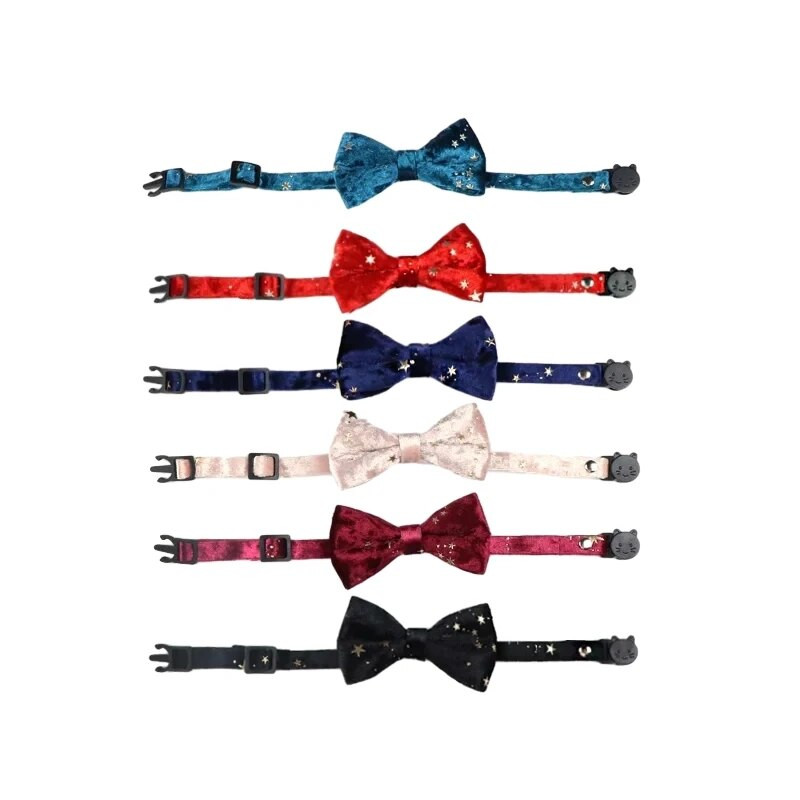 Панделка Кадифена котешка яка Регулируема предпазна катарама Коте Папийонка Сладко кученце с панделка Чихуахуа Колие Доставки за домашни любимци