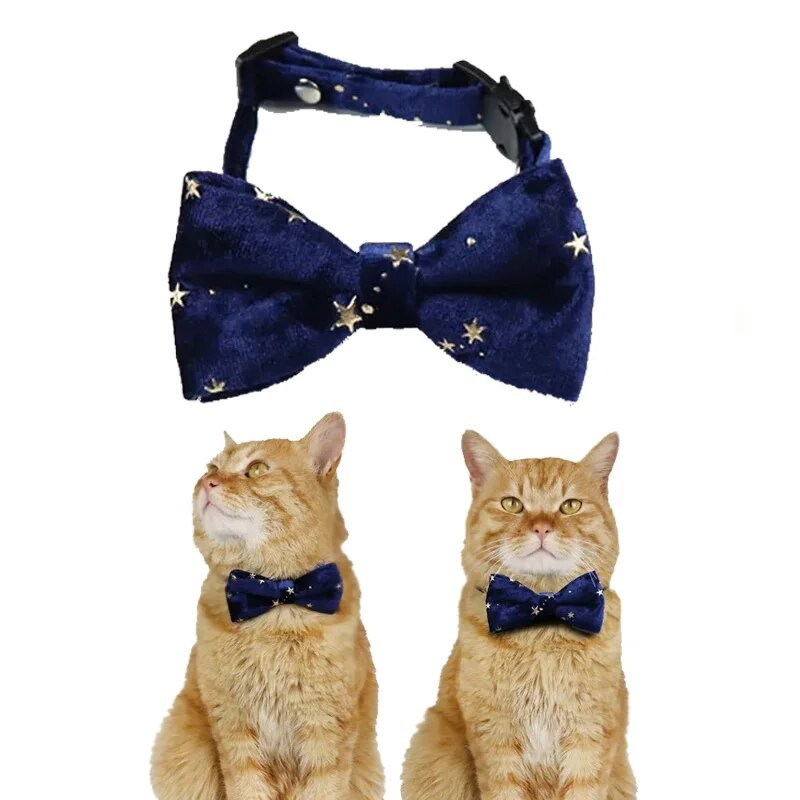 Панделка Кадифена котешка яка Регулируема предпазна катарама Коте Папийонка Сладко кученце с панделка Чихуахуа Колие Доставки за домашни любимци