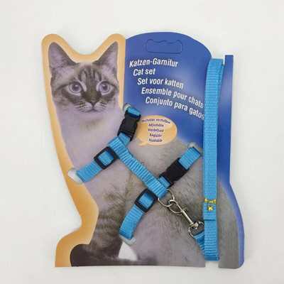 Lauko katės vaikščiojimo virvė Greitai atsegama sagtis Nailono katės grandinės krūtinės dirželis naminių gyvūnėlių pavadėlis Reguliuojamas katės apykaklės diržas apynasrio diržas