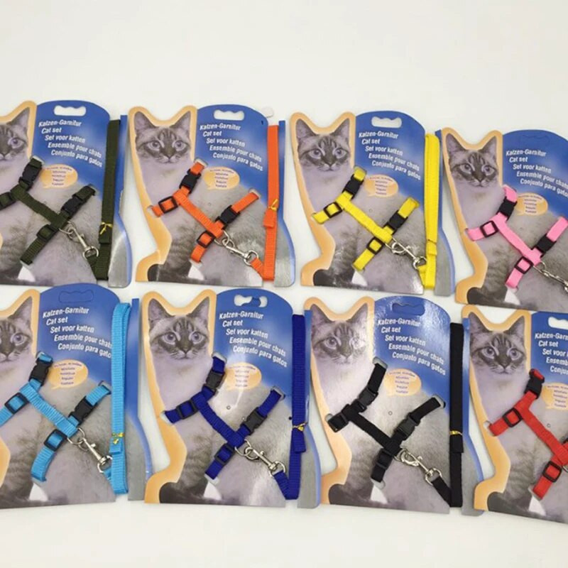 Lauko katės vaikščiojimo virvė Greitai atsegama sagtis Nailono katės grandinės krūtinės dirželis naminių gyvūnėlių pavadėlis Reguliuojamas katės apykaklės diržas apynasrio diržas