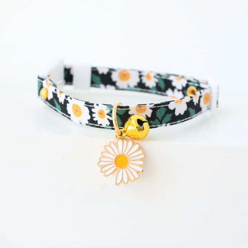 Daisy Cat Antkaklis Reguliuojamas apsauginis antkaklis su varpelio karoliais katės šuniukui, gėlės formos naminiams gyvūnėliams, reikmenys