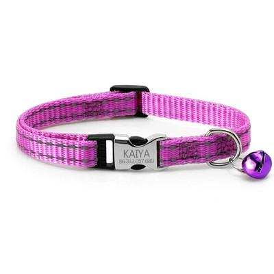 Antkaklis katei su raižiniu be varpelio Naktinis šviesą atspindintis nailoninis kačių lynas, apsaugantis nuo pasimetimo