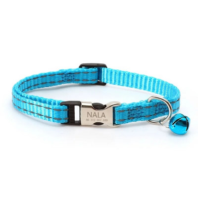 Antkaklis katei su raižiniu be varpelio Naktinis šviesą atspindintis nailoninis kačių lynas, apsaugantis nuo pasimetimo