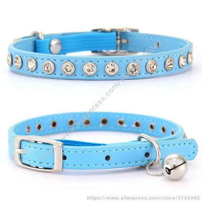 Blizgantis Kalnų krištolinis naminių gyvūnėlių antkaklis, saugus reguliuojamas kačių šunų antkaklis su varpeliu šuniuko kačiuko dekoravimo priedai Oda flokuojanti S