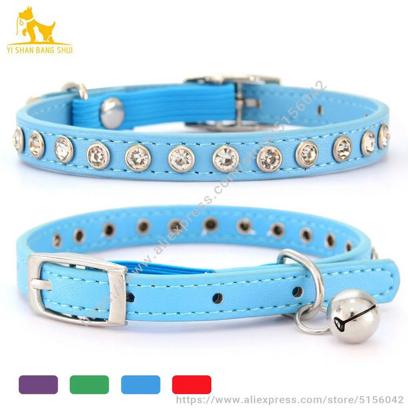 Blizgantis Kalnų krištolinis naminių gyvūnėlių antkaklis, saugus reguliuojamas kačių šunų antkaklis su varpeliu šuniuko kačiuko dekoravimo priedai Oda flokuojanti S