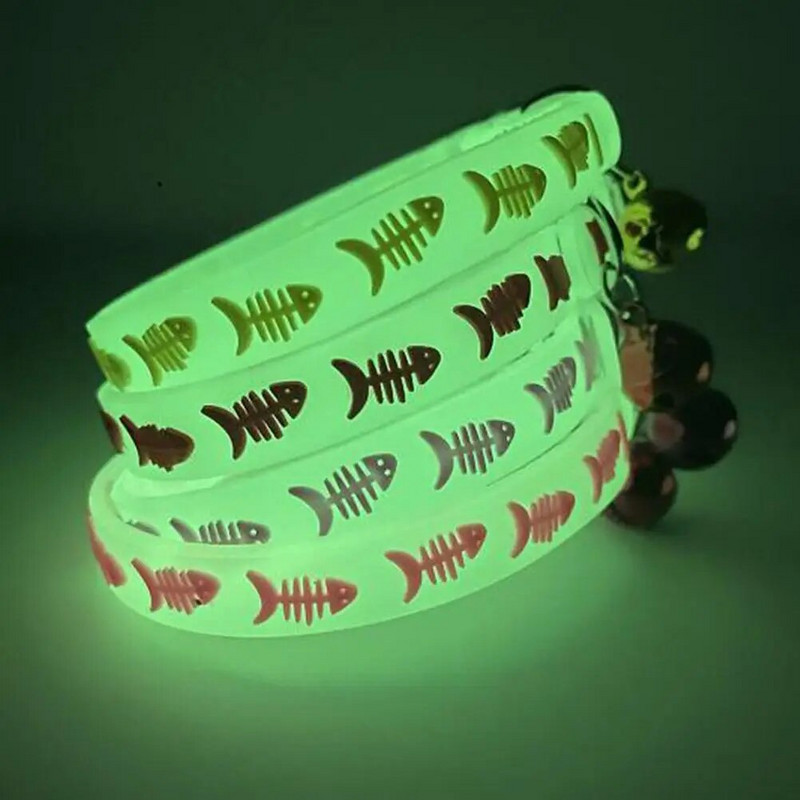 Šviečiantys kačių karoliai žėrintys maži šunys kačių antkakliai nuo praradimo fluorescencinis silikoninis kačių varpelio antkaklis kačių kačių priedai