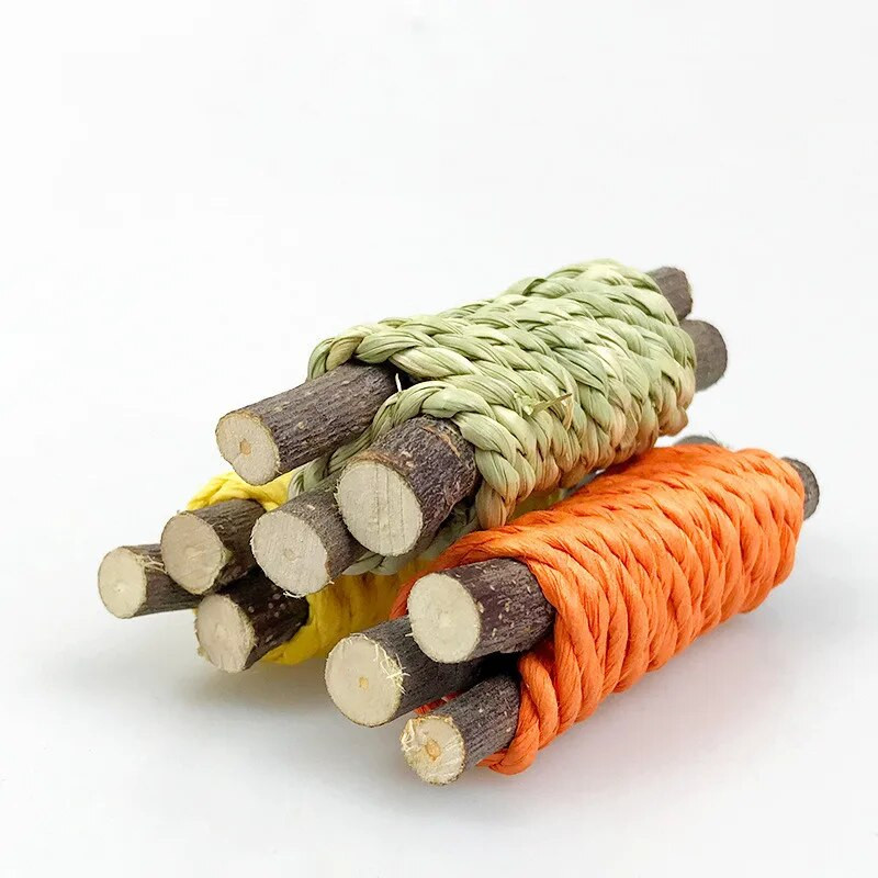 Играчки за дъвчене на заек за скърцане със зъби Зайче Моларни играчки Подобряване на здравето на зъбите За хамстери Чинчили Морски свинчета Дървена закуска