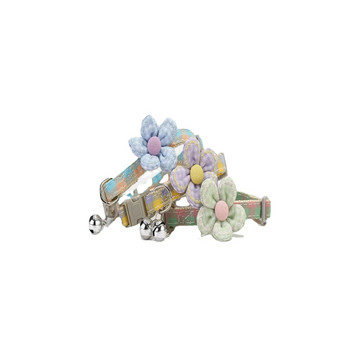 Φορητά λουλούδια λουρί γιακά κατοικίδιων σκύλων PU Δερμάτινο λουρί για λαιμό γάτας με αλυσίδα Teddy Pug Fashion
