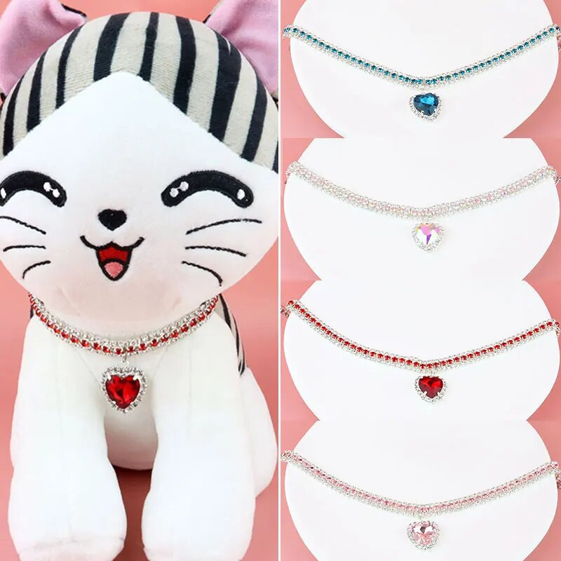 Katės apykaklės karoliai, krištoliniai, pakabukas, pakabukas ant kaklo žiedas vandenyno širdis Reguliuojamas kalnų krištolo žavesys princesės katės karoliai