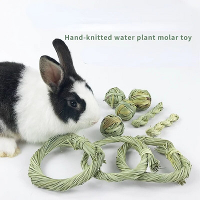 1 τμχ Grass Ball Grass Ring Παιχνίδια λείανσης δοντιών κατοικίδιων ζώων Hamster Rabbit Chew Toy Toy Cleaning Molar Μικρά αξεσουάρ για ζώα