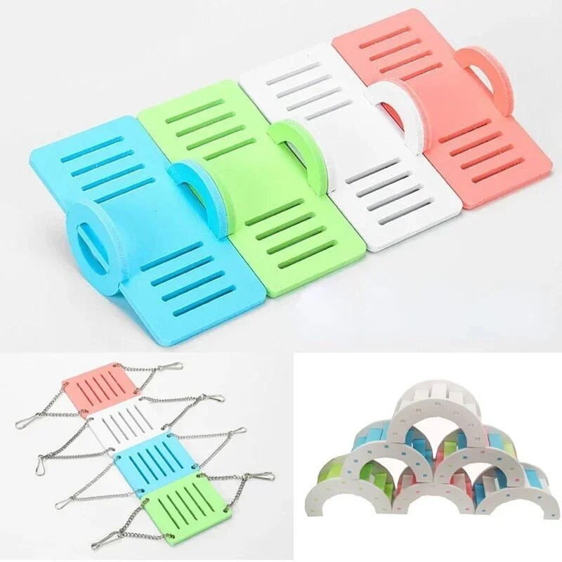 naminių žiurkėno žaislai mediniai vaivorykštės tilto sūpynės žaislai, maži gyvūnai, laipiojimo žaislas, pasidaryk pats, žiurkėno narvelio priedai