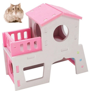 Hamster Hideout House Double Layer Funny Hamster Cage Nest Pet Castle Climb Toys Small Pet House for Bear Guinea Pig Rat