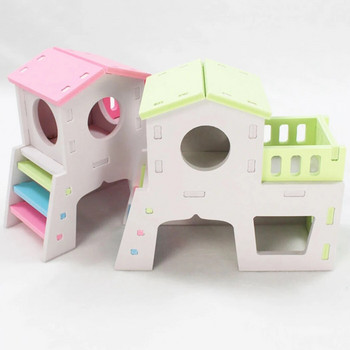 Σπίτι κρησφύγετο χάμστερ Διπλό στρώμα Αστεία φωλιά κλουβιού χάμστερ Pet Castle Climb Toys Μικρό σπίτι για κατοικίδια για αρκούδα ινδικό χοιρίδιο αρουραίος