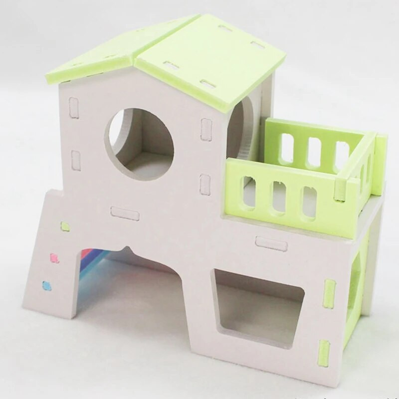 Hamster Hideout House Double Layer Funny Hamster Cage Nest Pet Castle Climb Toys Small Pet House for Bear Guinea Pig Rat