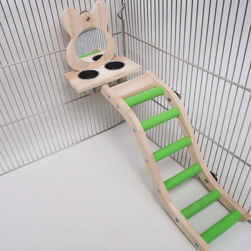 Играчка за папагал за домашен любимец Цветна стълба Дървени птици Стълба за клетка Забавни шлифоващи пръчки Играчка за катерене Аксесоари за клетка за птици